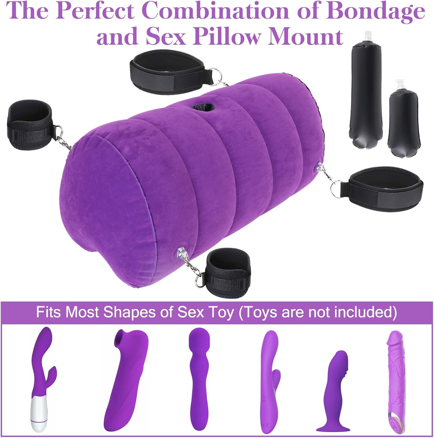 HeartBound Dildo Mount Sex Pillow with Bondage Cuffs – Holds 300 lbs