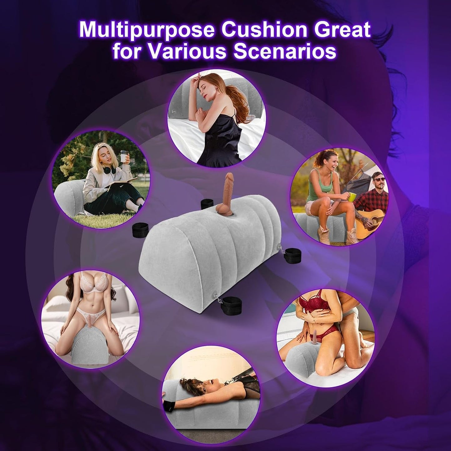 AirMount 3-in-1 Inflatable Sex Wedge | Dildo Mount & Cuffs - Vixen Adult Playroom