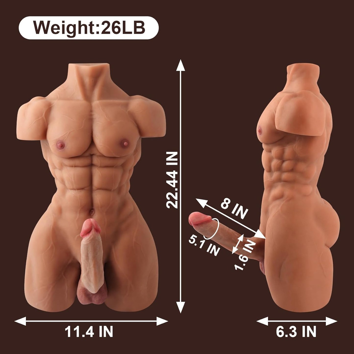 AlphaRide 26lb Male Torso Sex Doll with Rotating Dildo - Vixen | Nova Network