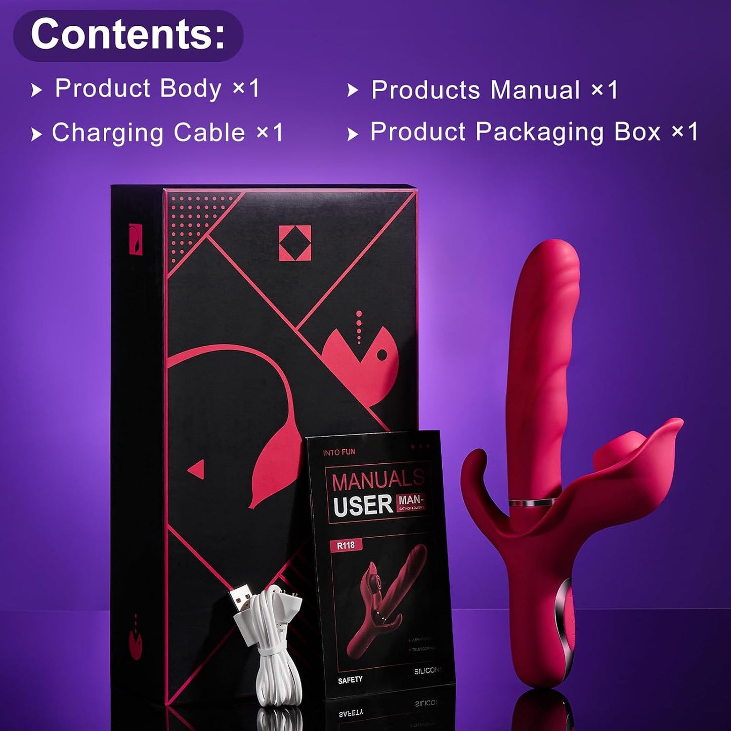 TripleRush 4-in-1 Thrusting Rabbit Vibrator – Suck, Thrust, Vibe