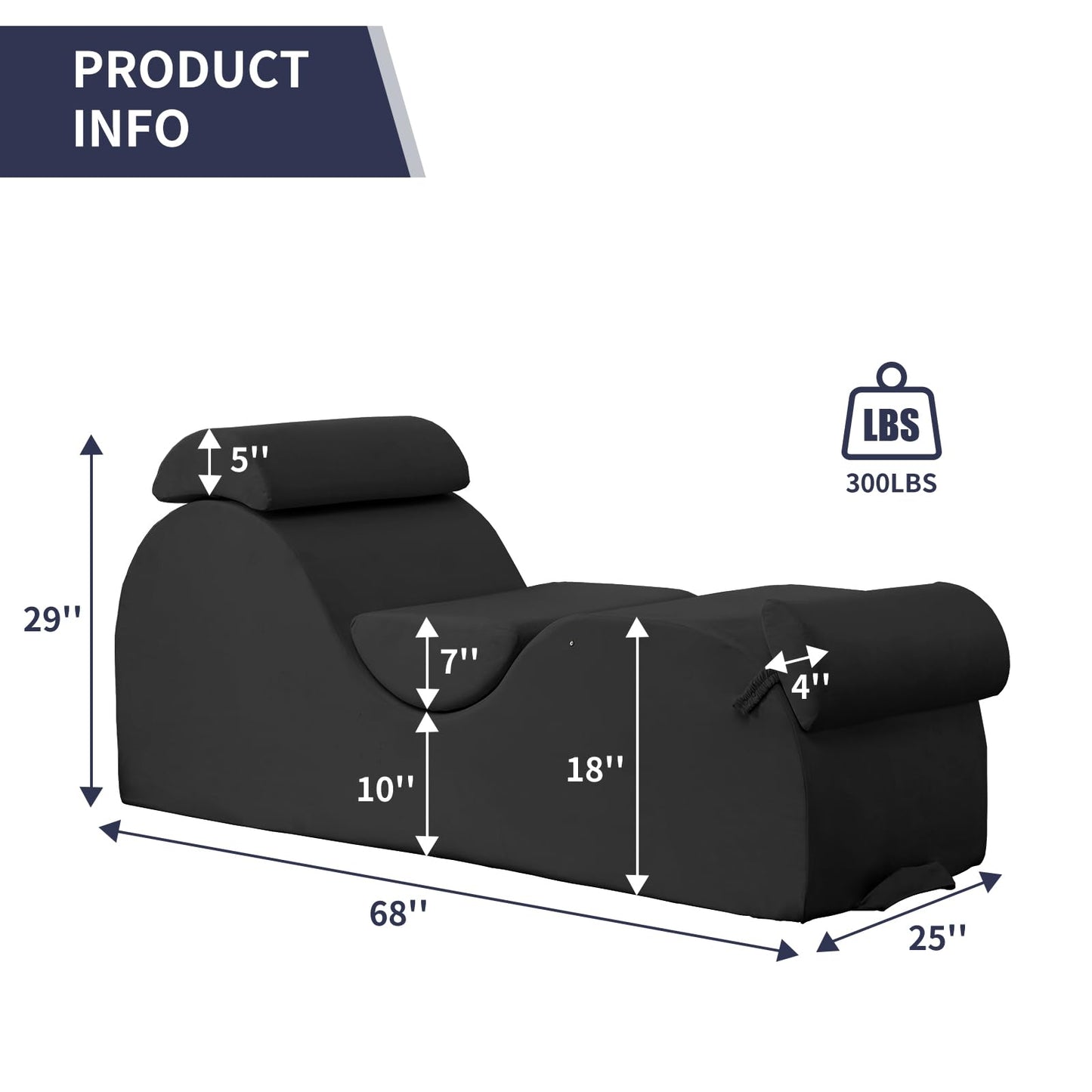 Black Sleek Intimate Lounge Sex Chaise - Vixen | Nova Network