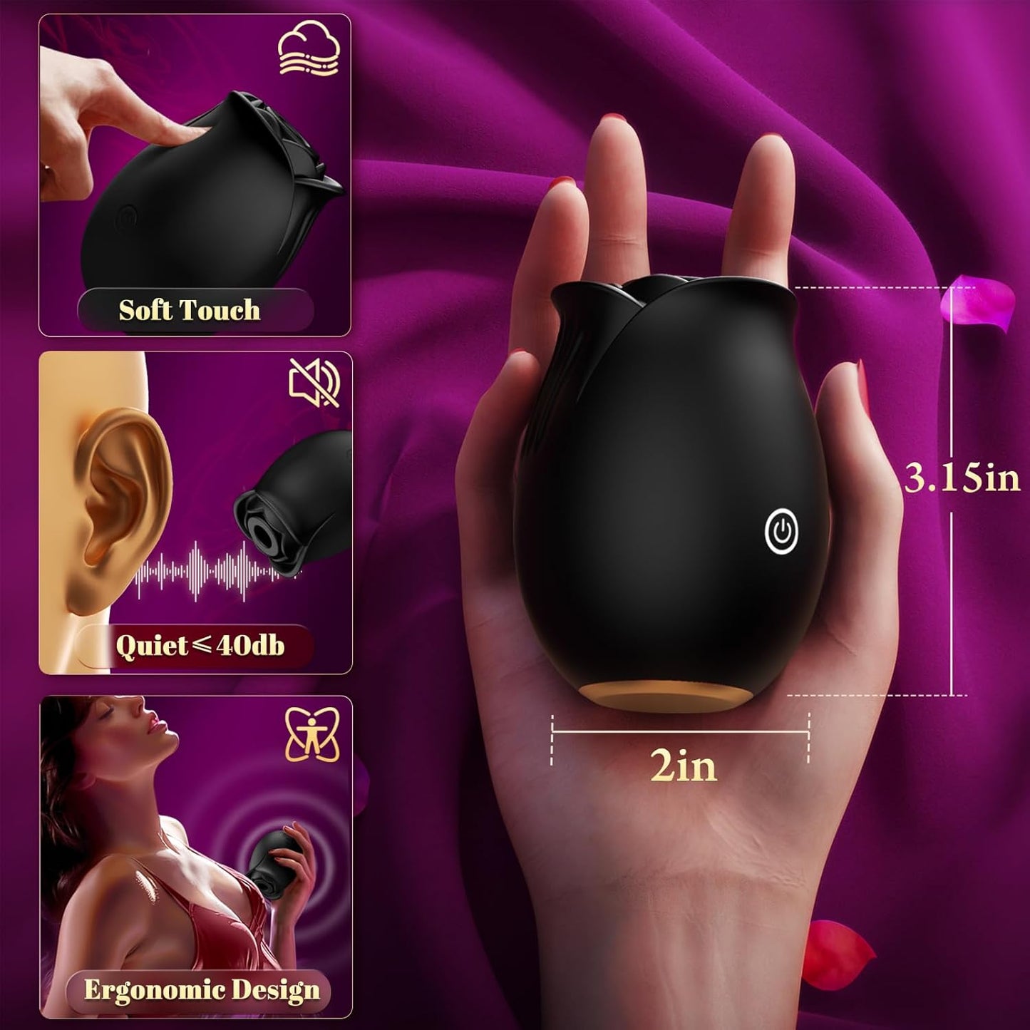 BloomPulse App - Controlled Rose Dual Suction Vibrator - Vixen | Nova Network