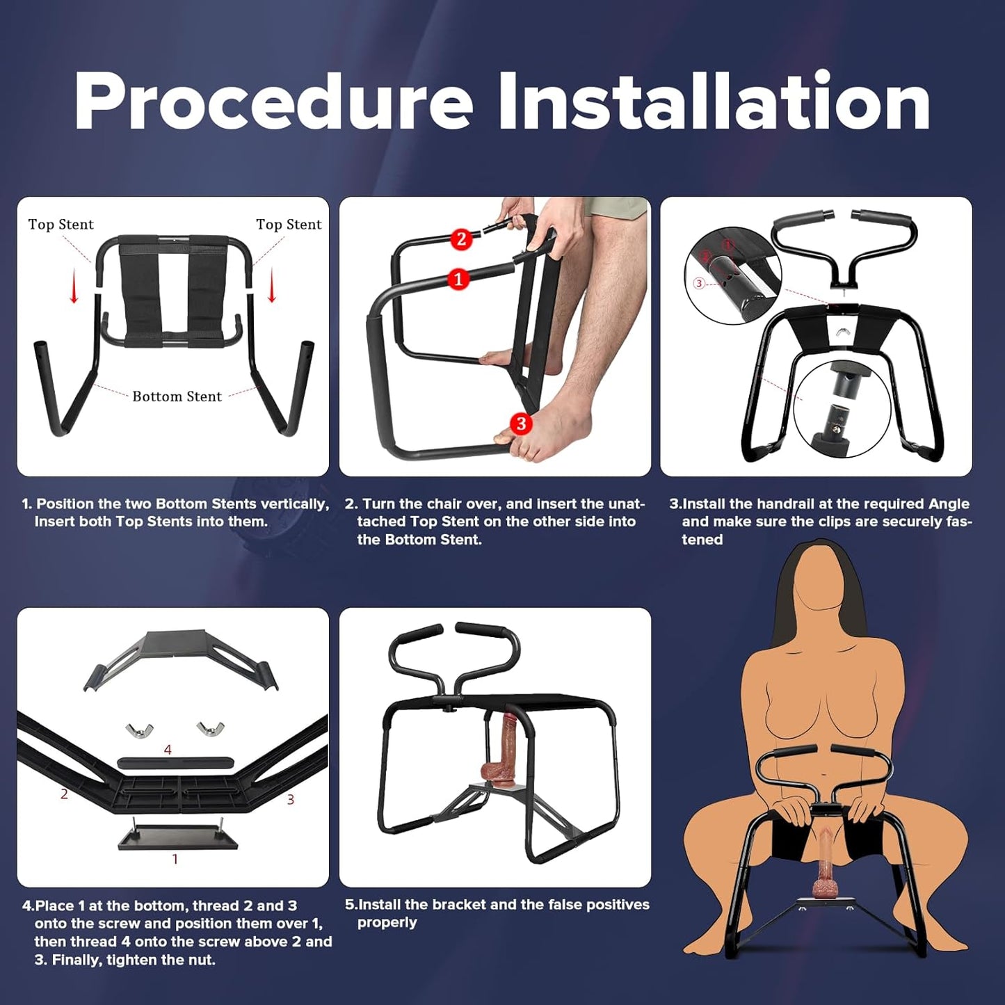 BounceLust Sex Chair with Dildo Mount & Handrails - Vixen | Nova Network