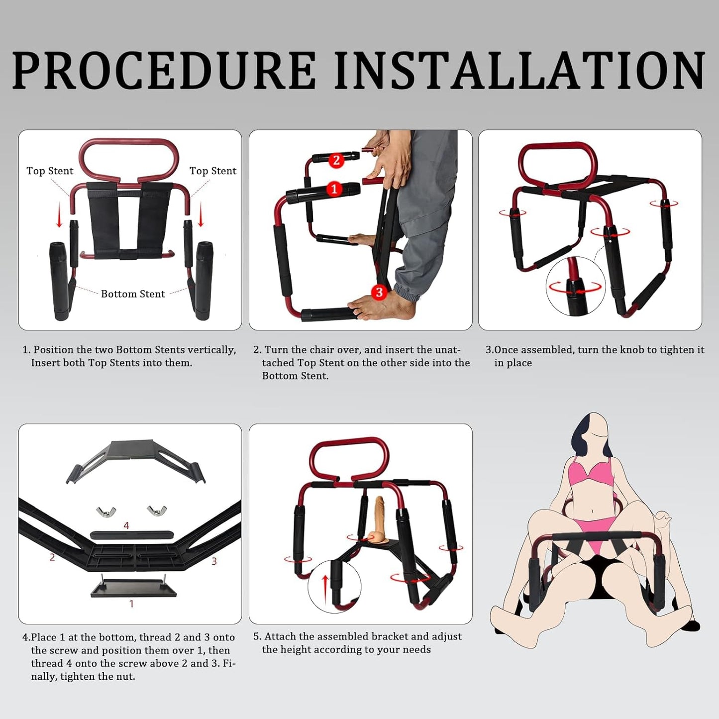 BounceRide Adjustable Sex Chair with Armrest & Dildo Mount - Vixen | Nova Network