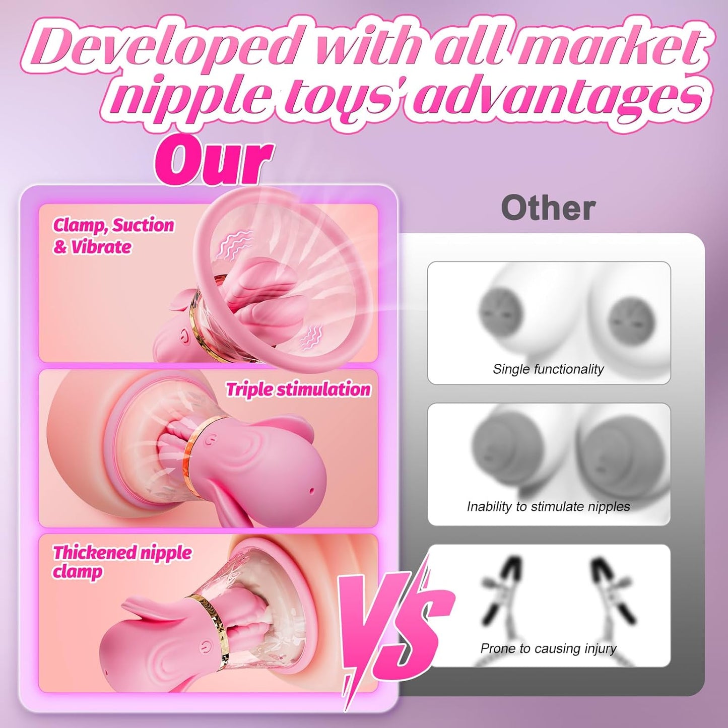 BoundBloom Nipple Suction Clamp Vibrator - Vixen | Nova Network