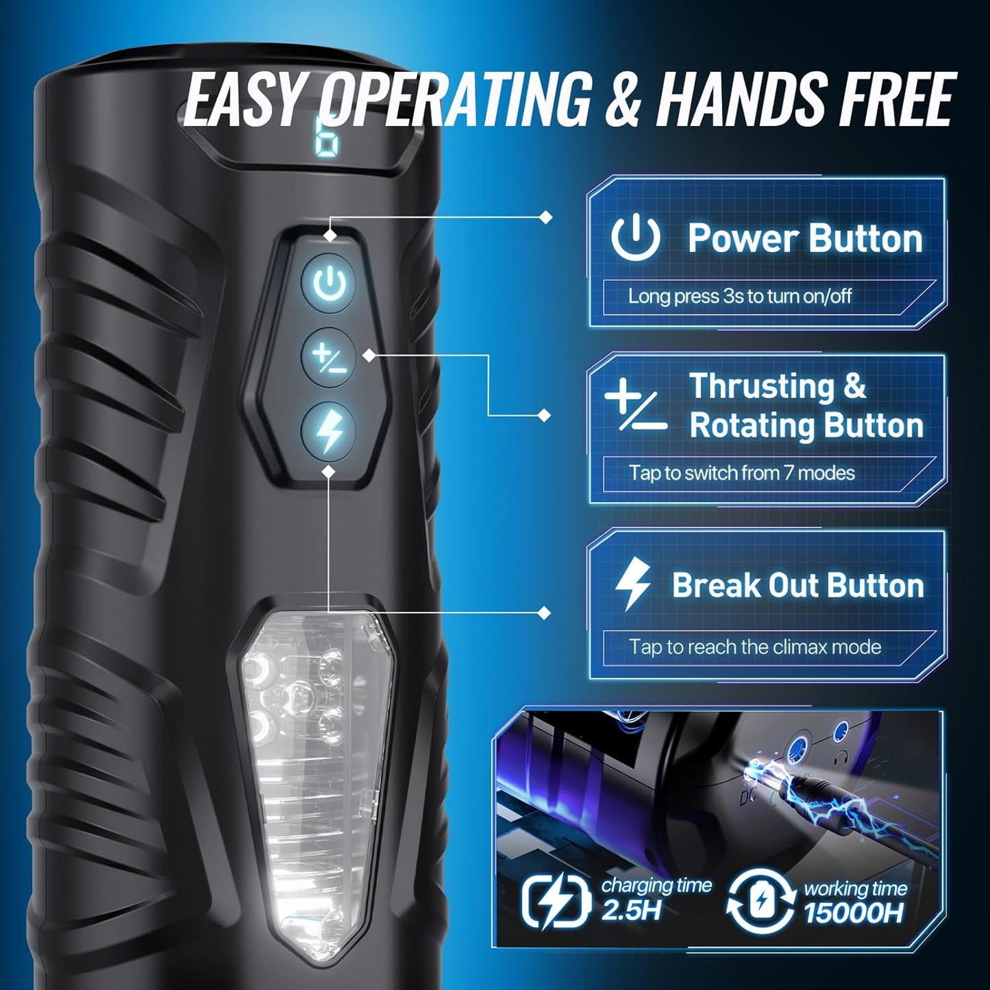 CommandDrive AI App Male Stroker with Suction Base