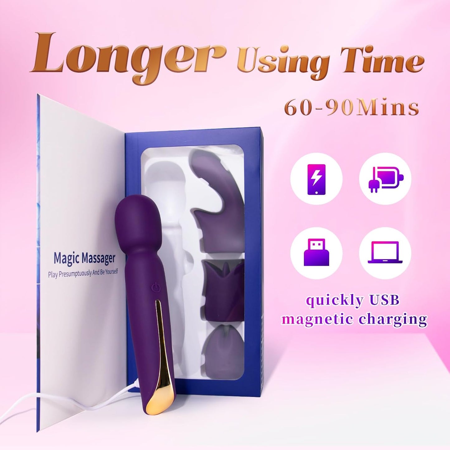 SilentCrown 4-in-1 Wand Vibrator Kit | 3 Attachments