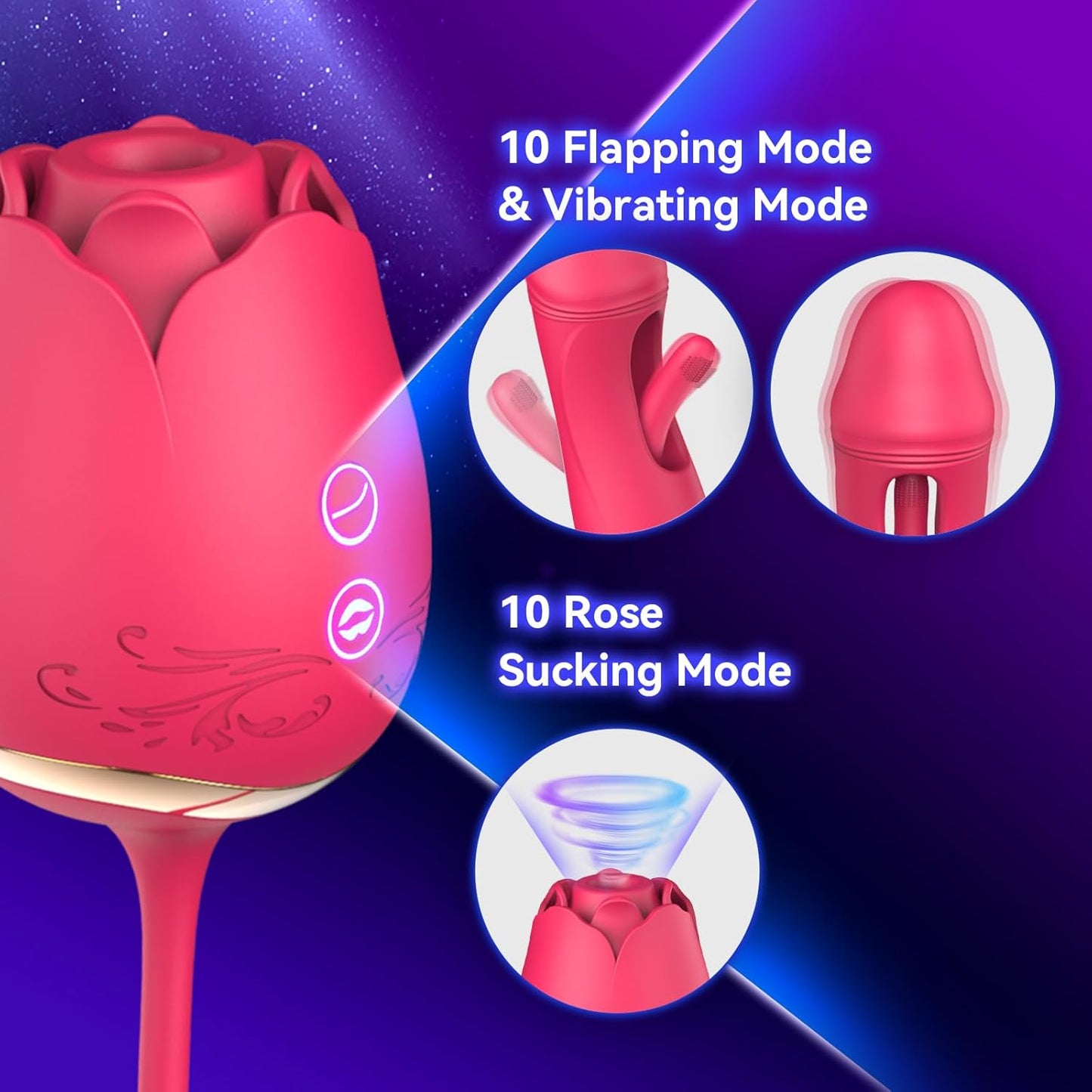 DoubleTrouble Rose Flapping Vibrator & Clitoral Suction - Vixen | Nova Network