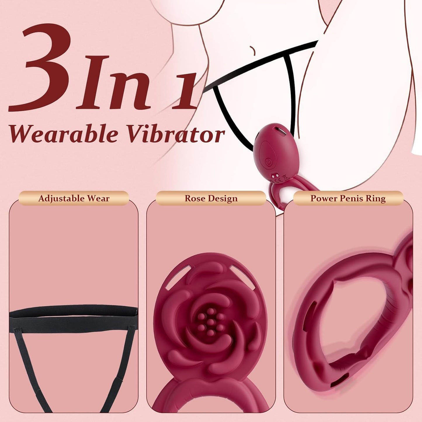 DualMuse 3 - in - 1 Rose Clit & Cock Ring Vibrator - Vixen | Nova Network