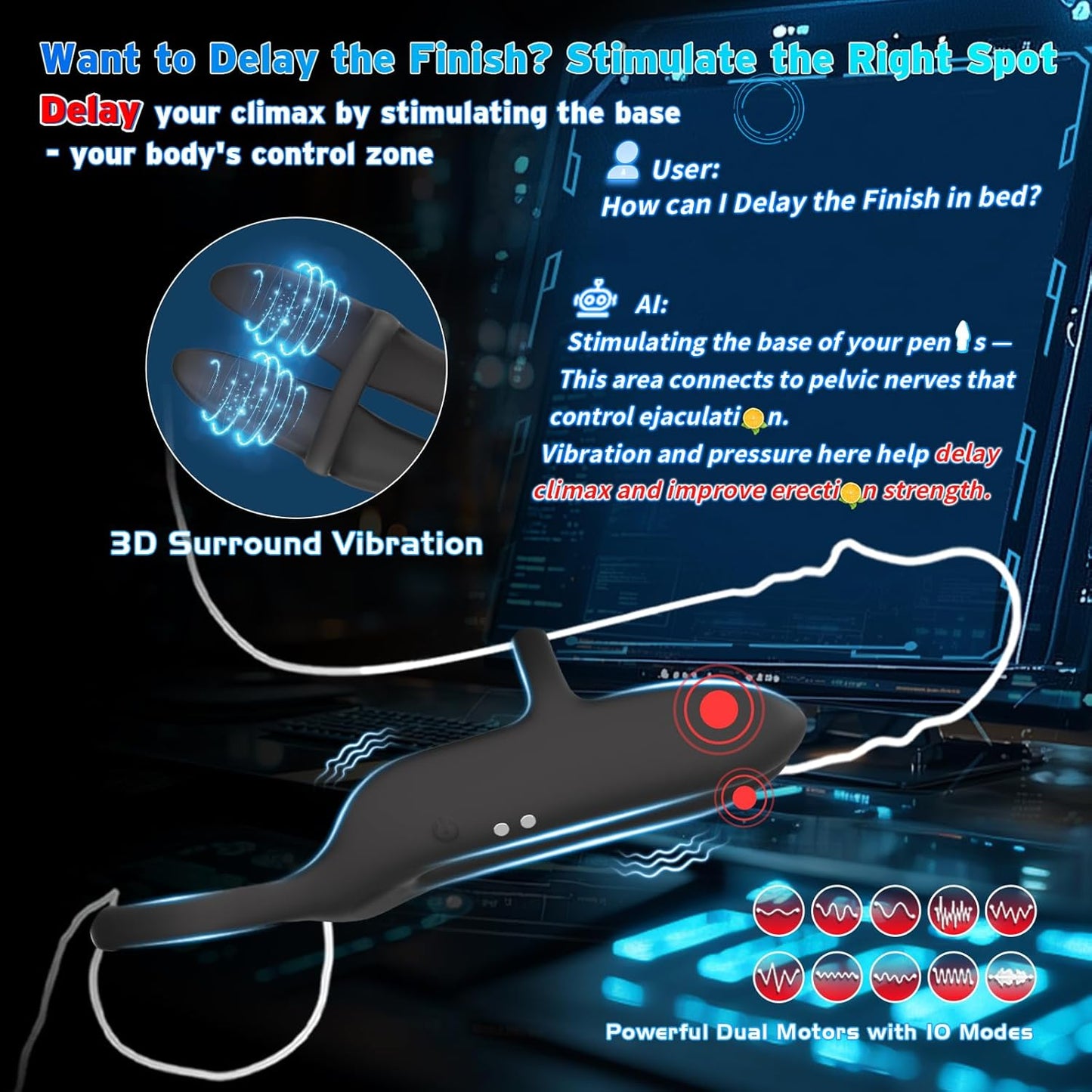 DualThrill Delay Vibrating Penis Ring - Vixen | Nova Network