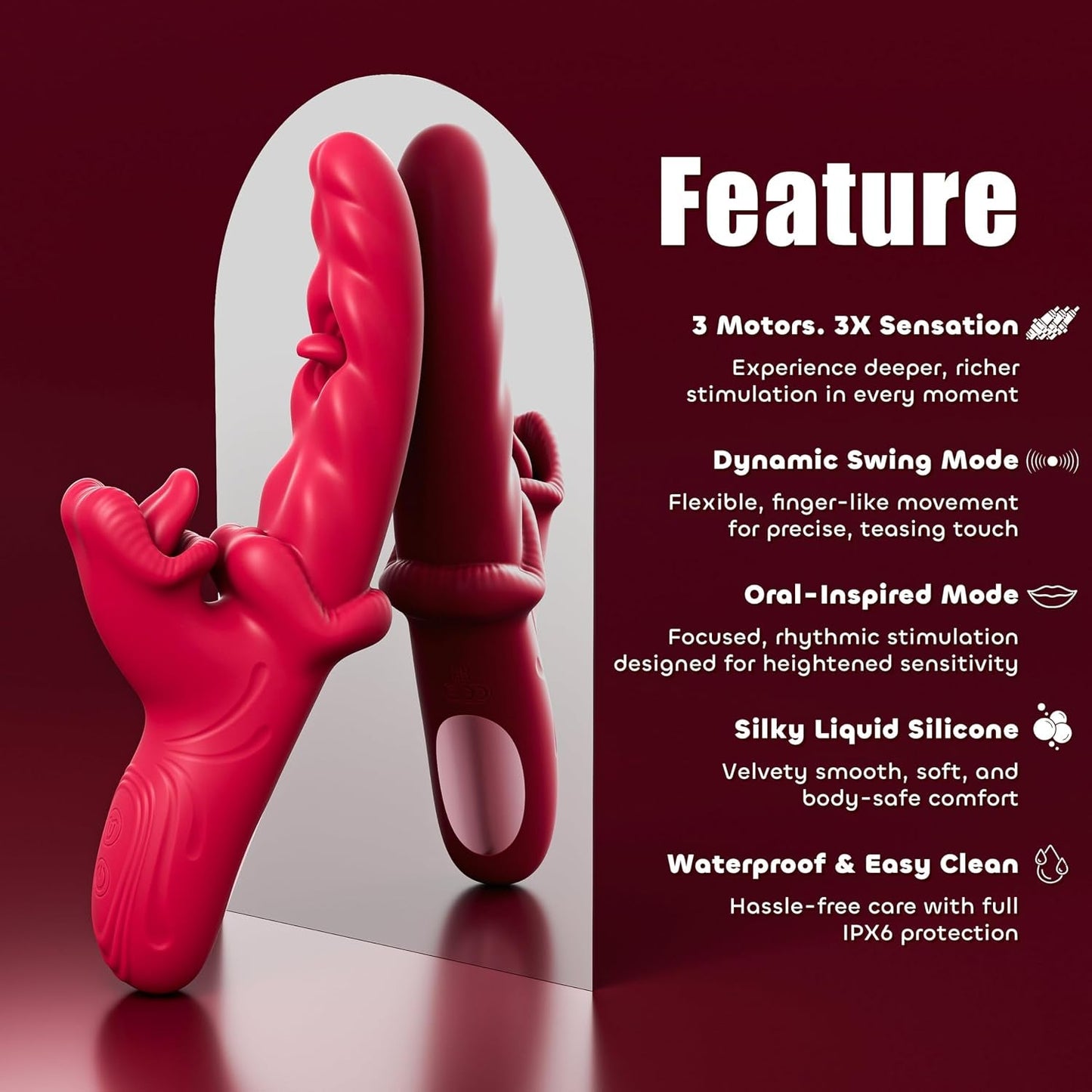 DuetLick 3-in-1 Tongue Vibrator – Lick, Swing & Vibrate, 30 Modes - Vixen Adult Playroom