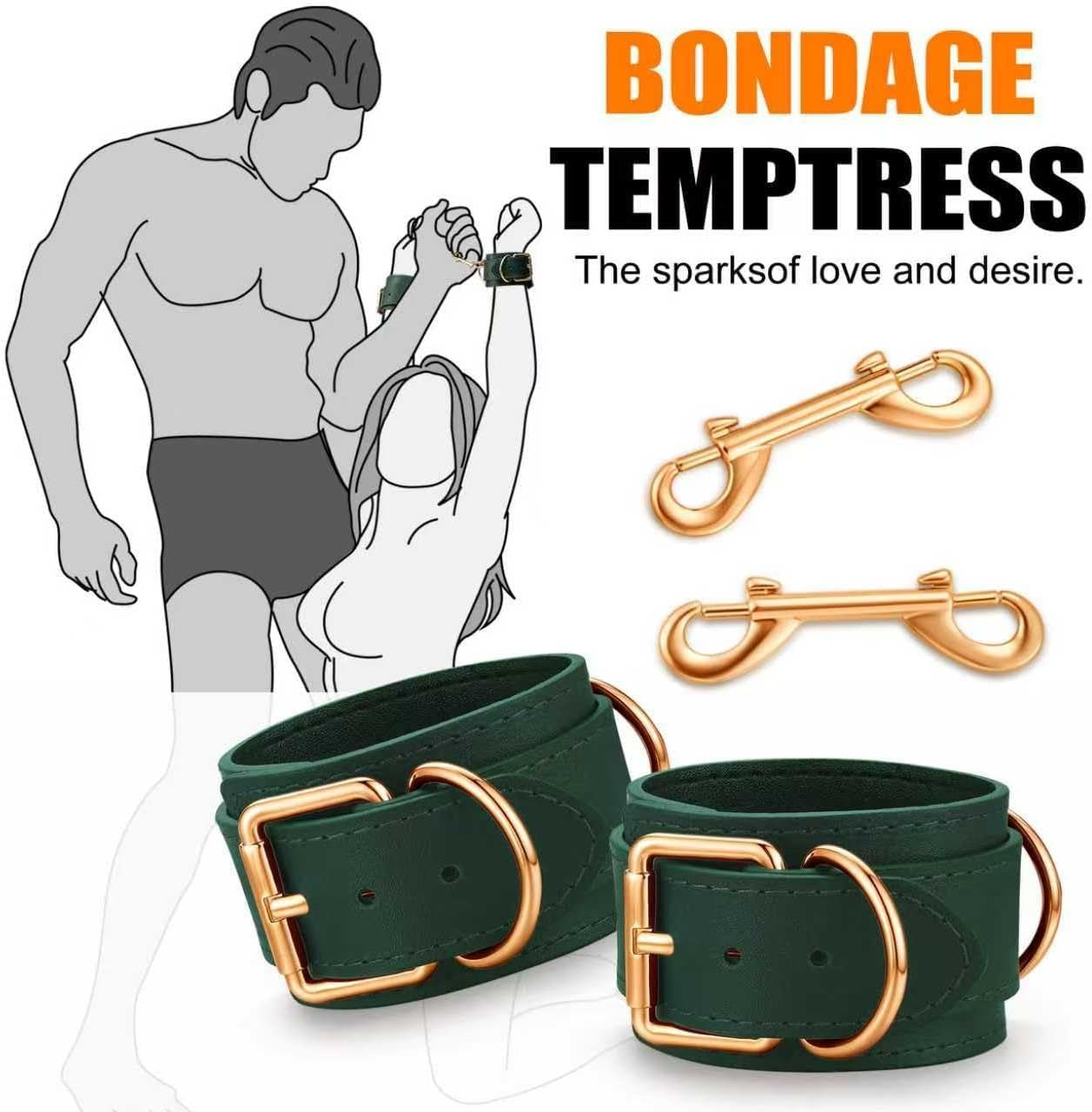 EmeraldBind 10-Pc BDSM Restraint Set for Couples - Vixen Adult Playroom