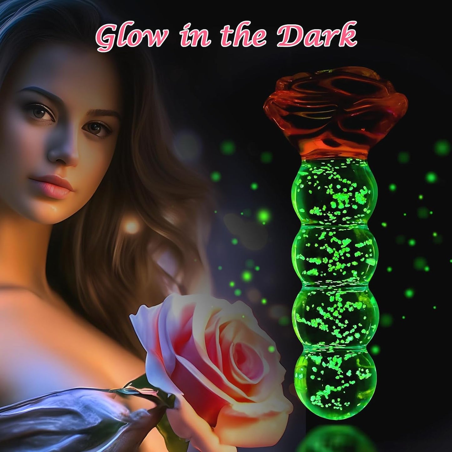 GlowRose Glass Anal Beads - Vixen | Nova Network