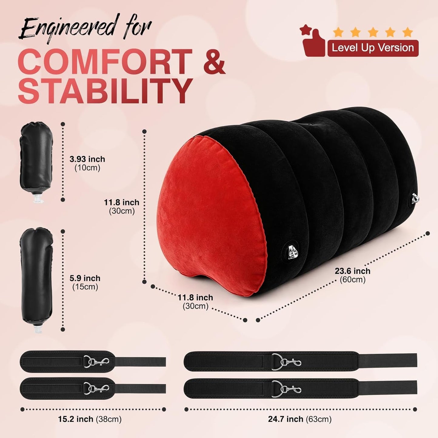 HeartLift Inflatable Sex Position Cushion | BDSM Toy Mount Kit - Vixen Adult Playroom