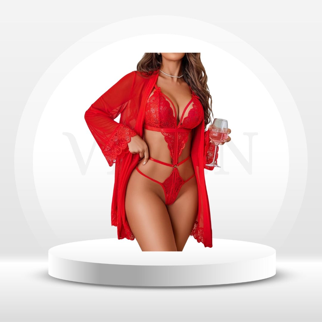 LaceWhisper 2 - Piece Teddy & Robe Set - Vixen | Nova Network