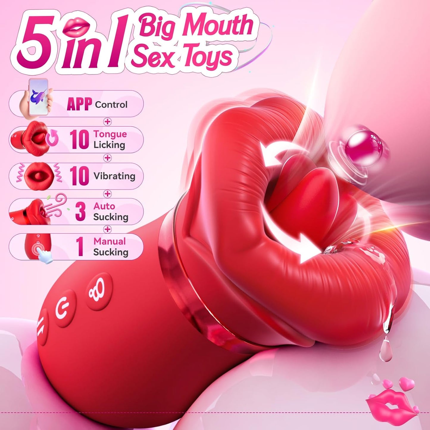 LickLure 5 - in - 1 Rose Sucking Vibrator - Vixen | Nova Network