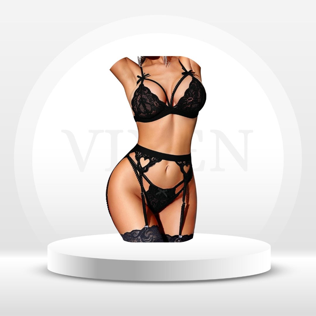 LoversMark 3 - Piece Lace Garter Set - Vixen | Nova Network