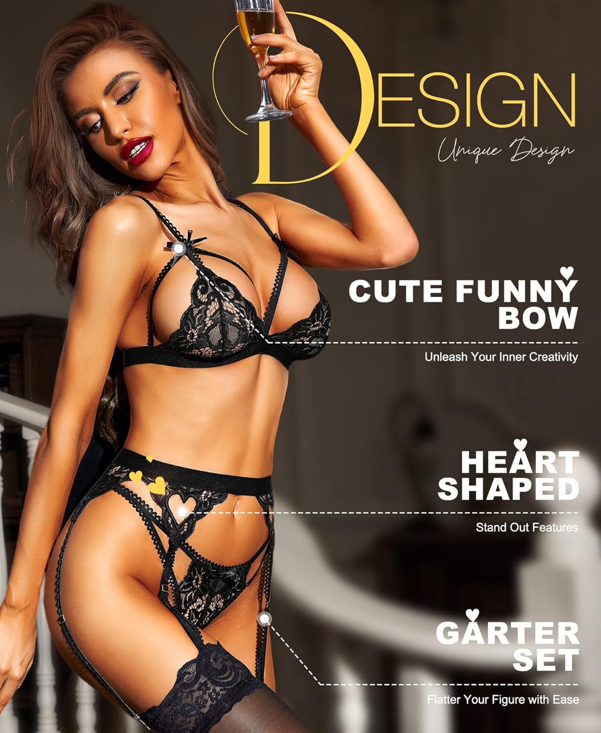 LoversMark 3 - Piece Lace Garter Set - Vixen | Nova Network