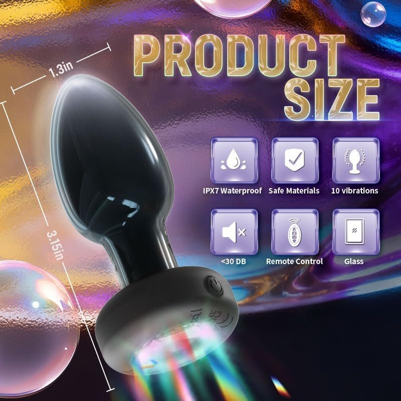 LumaGlow Light-Up Vibrating Glass Butt Plug 10 Modes - Vixen | Nova Network