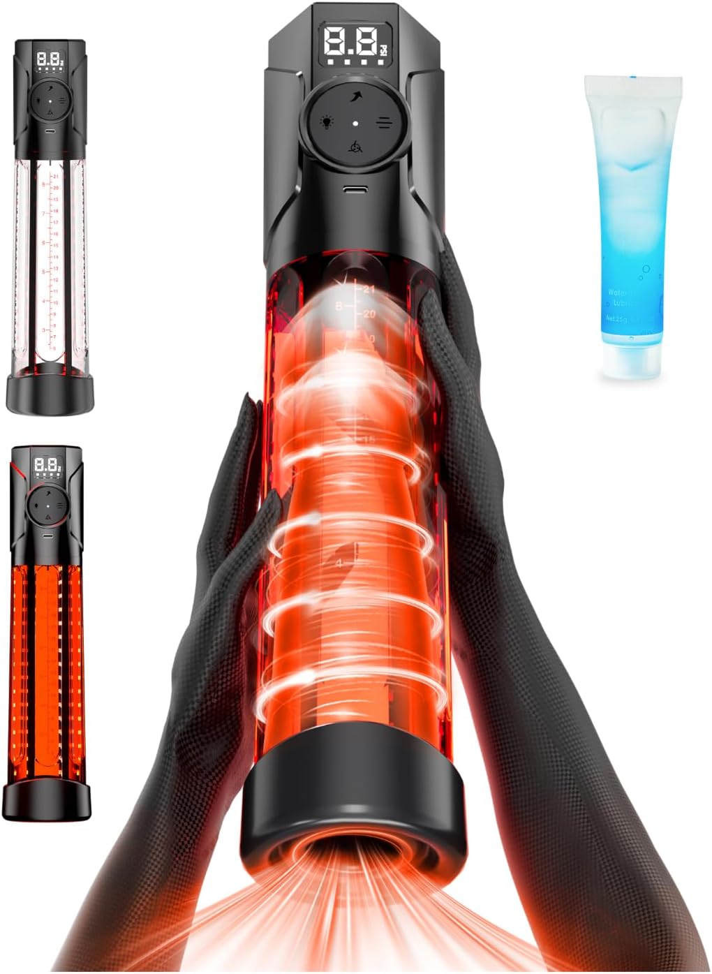 LumenRed Penis Pump | 72 LED Red Light + Digital Display - Vixen Adult Playroom