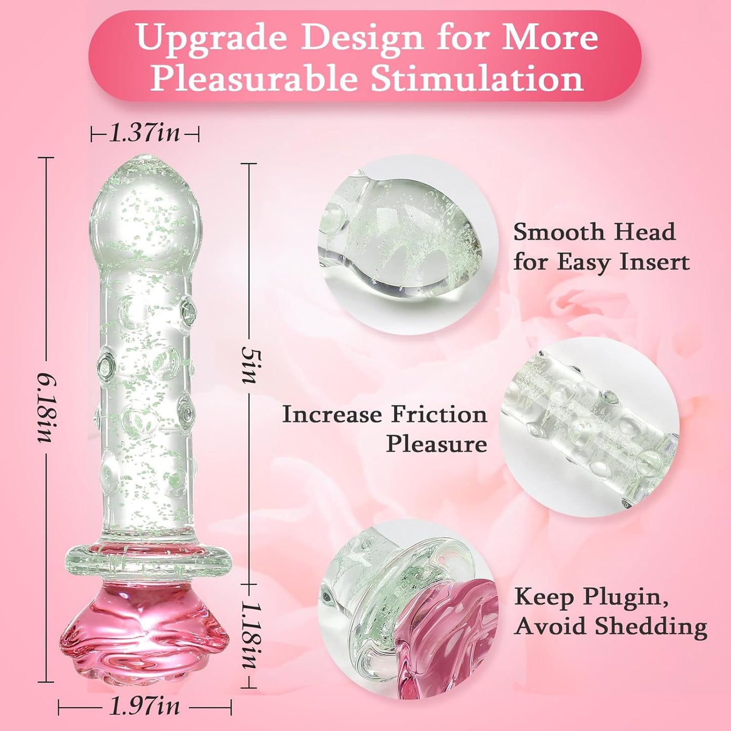 LumiRose Stimulating Beads Glass Plug - Vixen | Nova Network