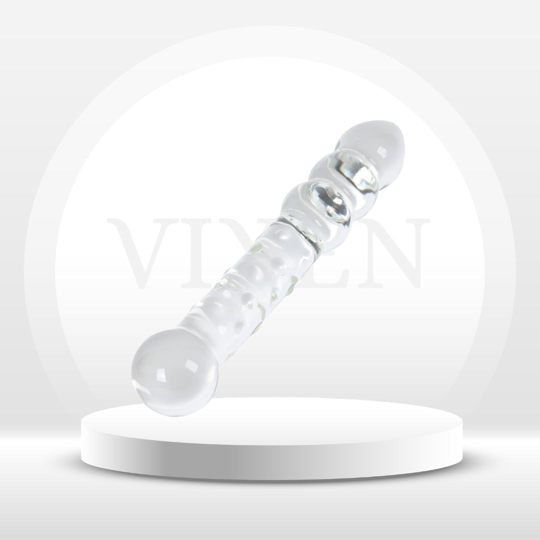 LustSphere XL Glass Dual Ended Anal Beads Wand - Vixen | Nova Network