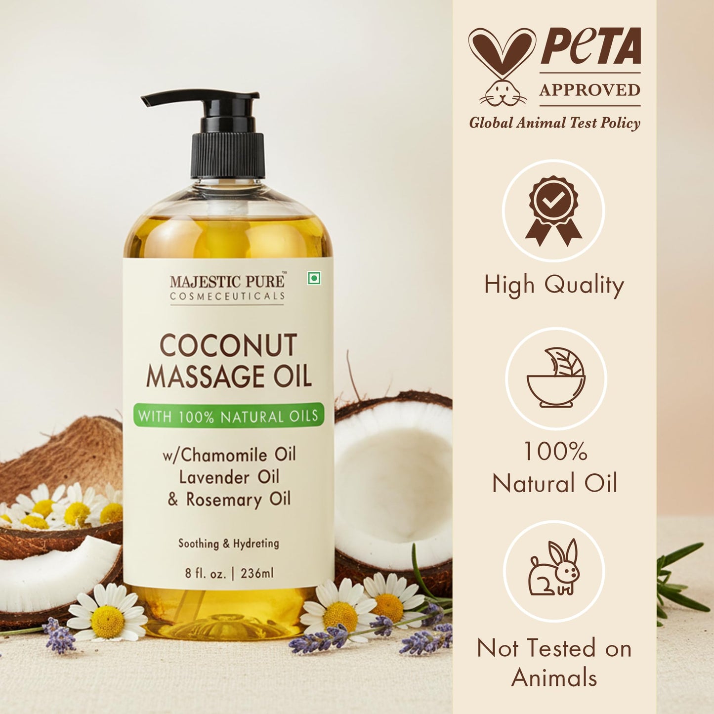 MAJESTIC PURE Coconut Massage Oil for Massage Therapy - Refreshing, and Relaxing - Natural Oils - for All Skin Types - Men and Women - 8 fl oz - Vixen | Nova Network