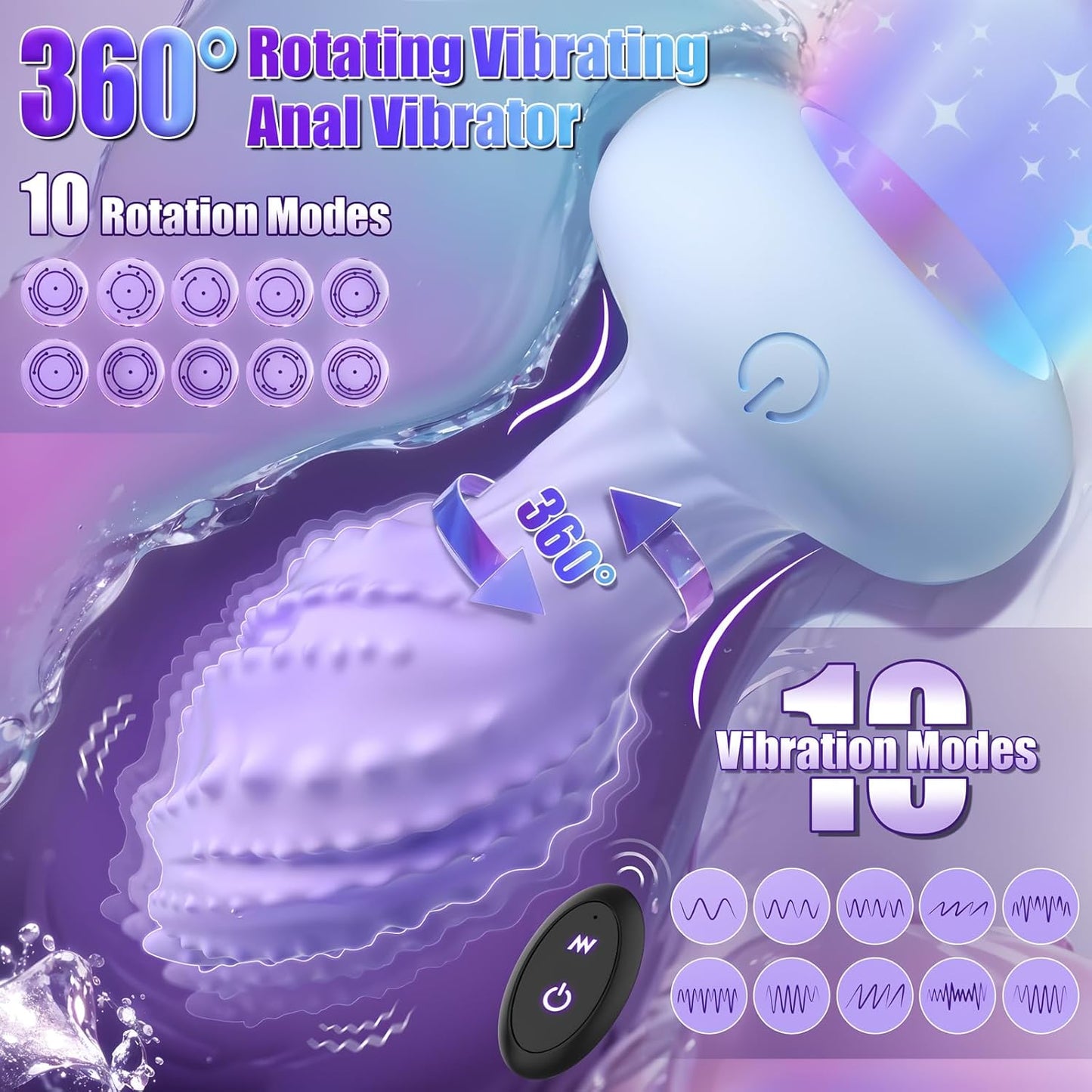 MonsterSpin 360° Rotating Anal Plug with LED Lights - Vixen | Nova Network