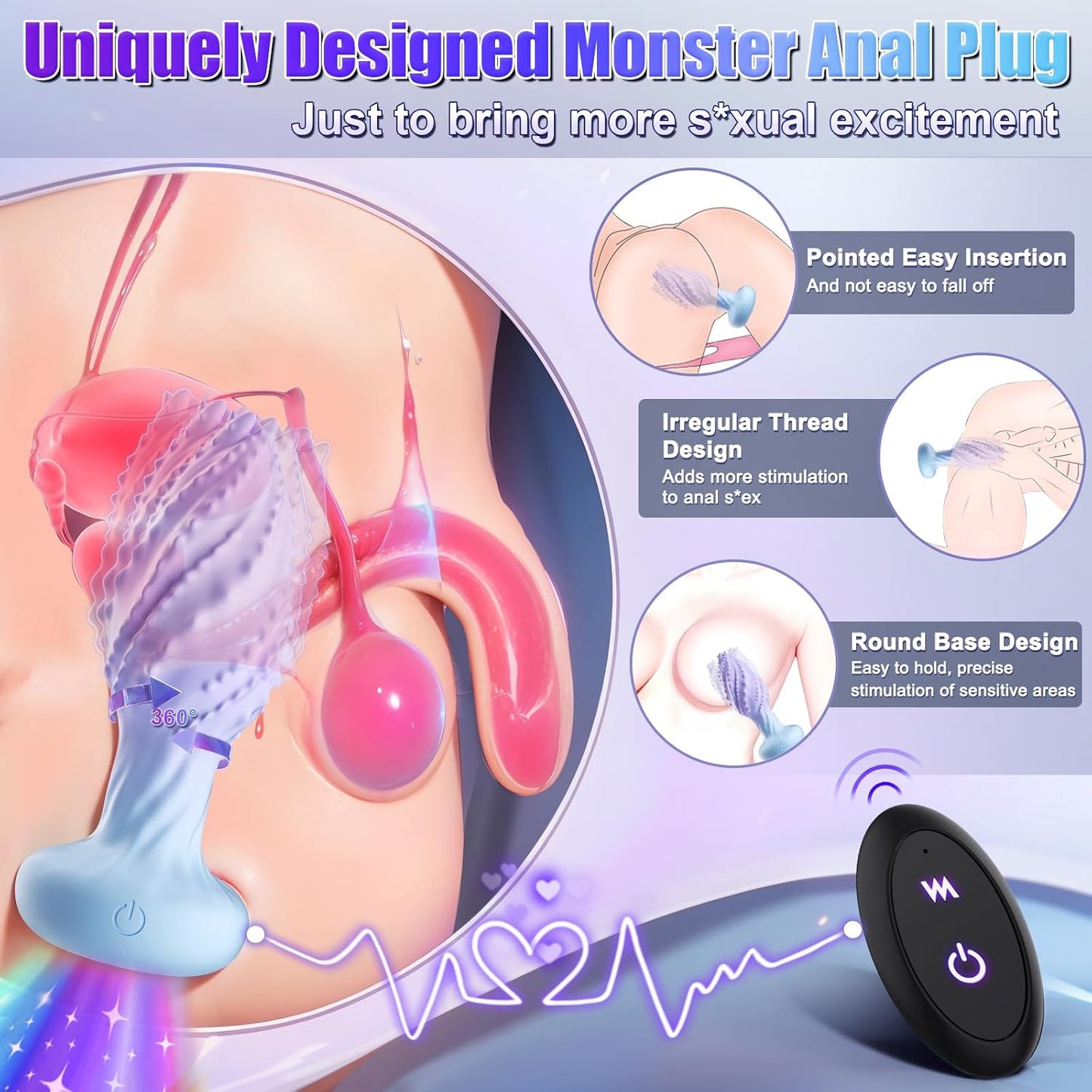 MonsterSpin 360° Rotating Anal Plug with LED Lights - Vixen | Nova Network