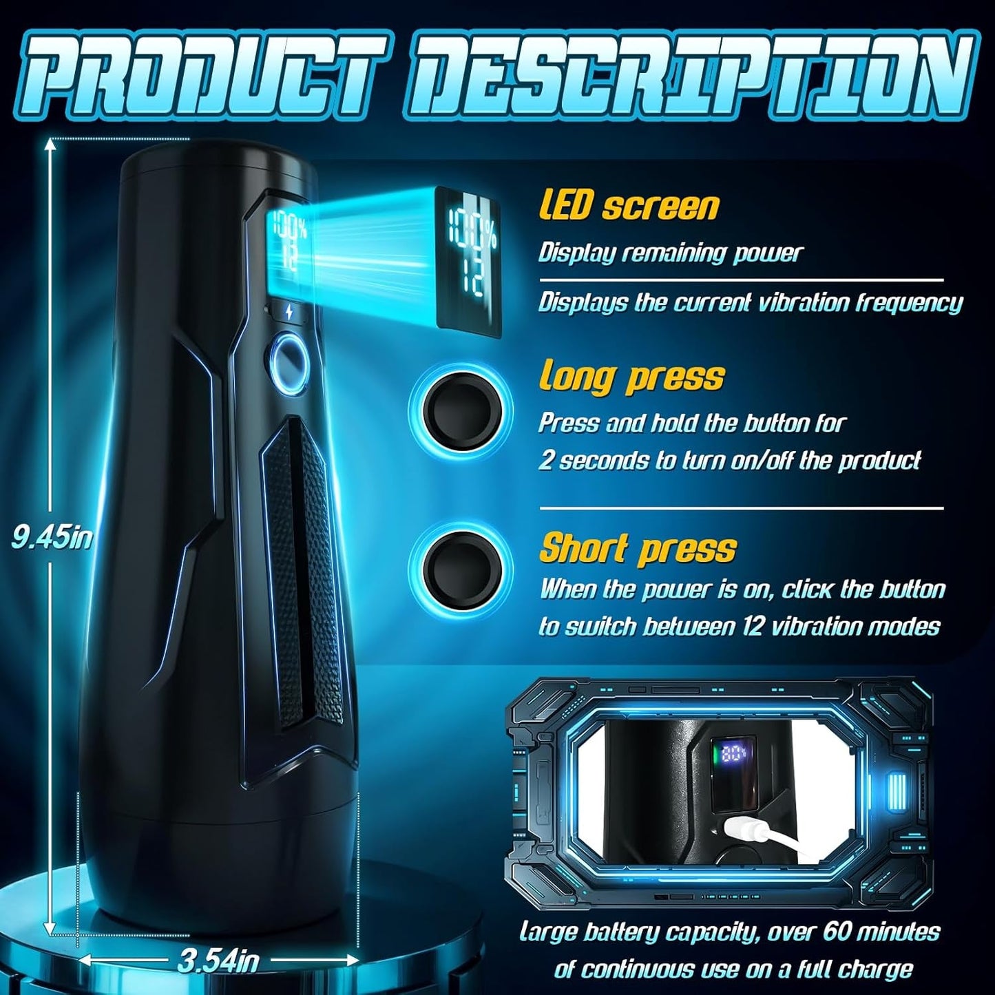 NoirPulse Vibrating Male Stroker Fleshlight with 12 Modes - Vixen | Nova Network