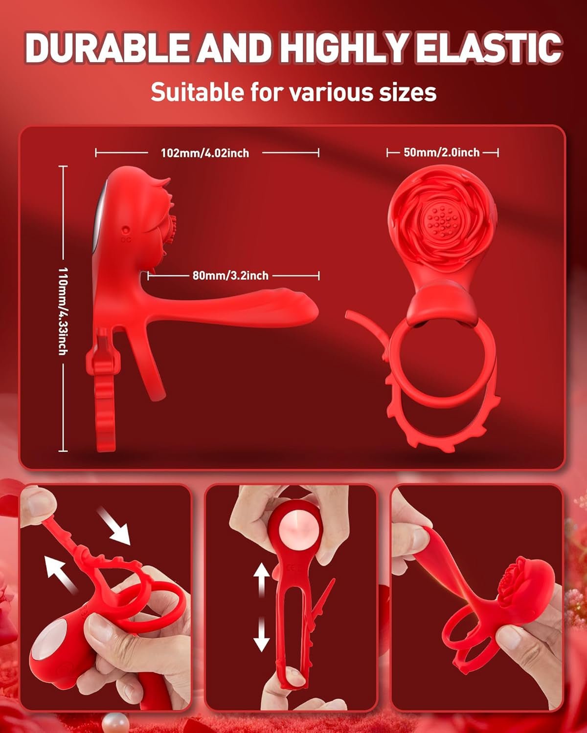 PetalGrip Adjustable Vibrating Couples Cock Ring - Vixen | Nova Network