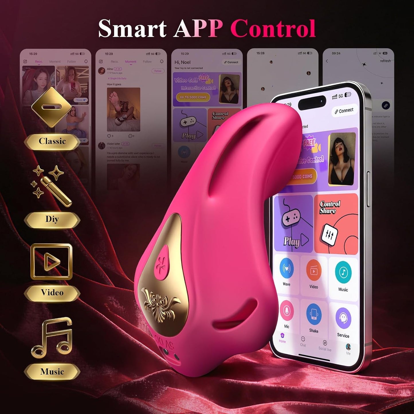 PlayMate App-Control Wearable Butterfly Couples Vibrator - Vixen | Nova Network