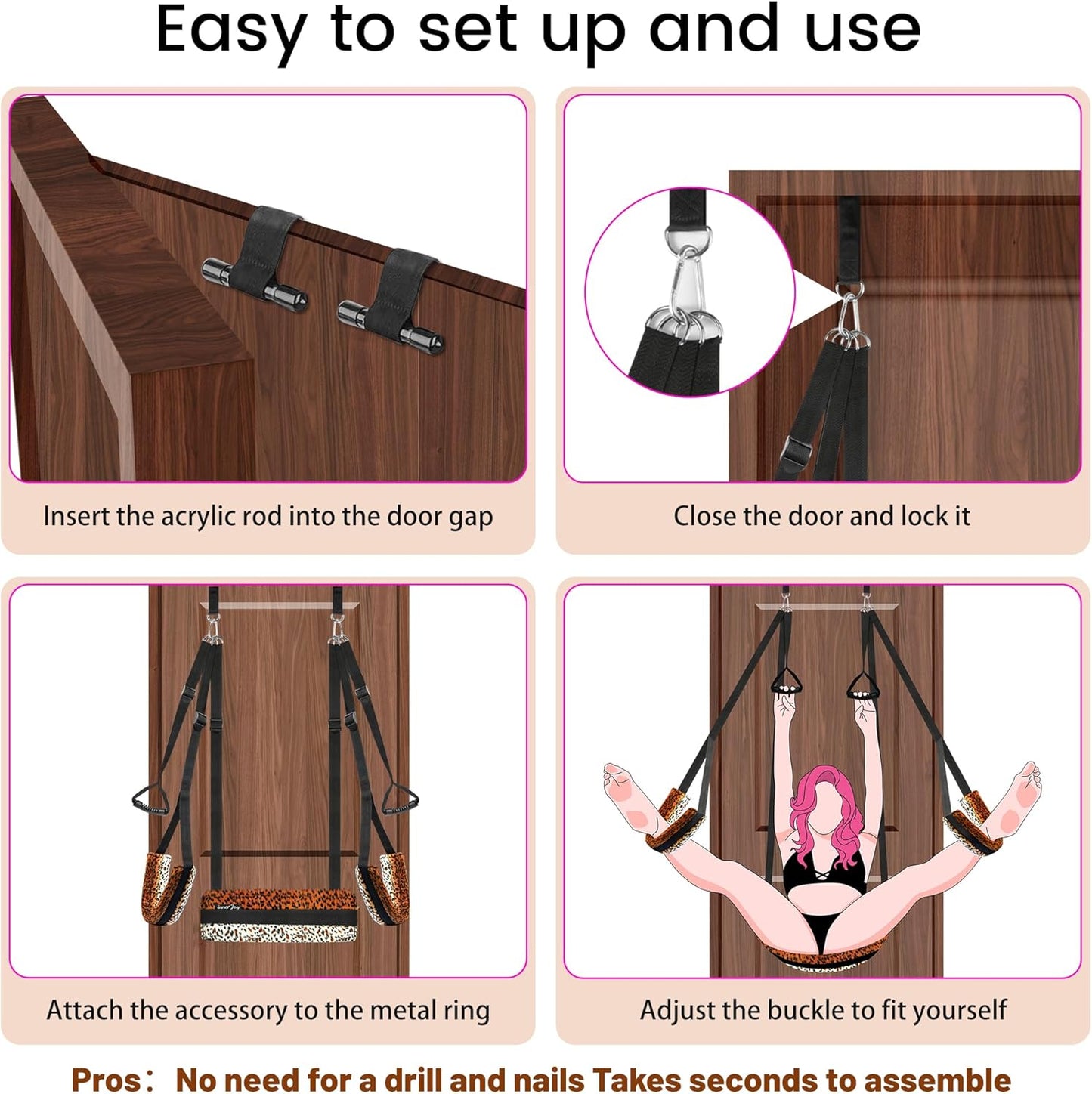 PlushElevate Leopard Print Adjustable Door Sex Swing - Vixen | Nova Network