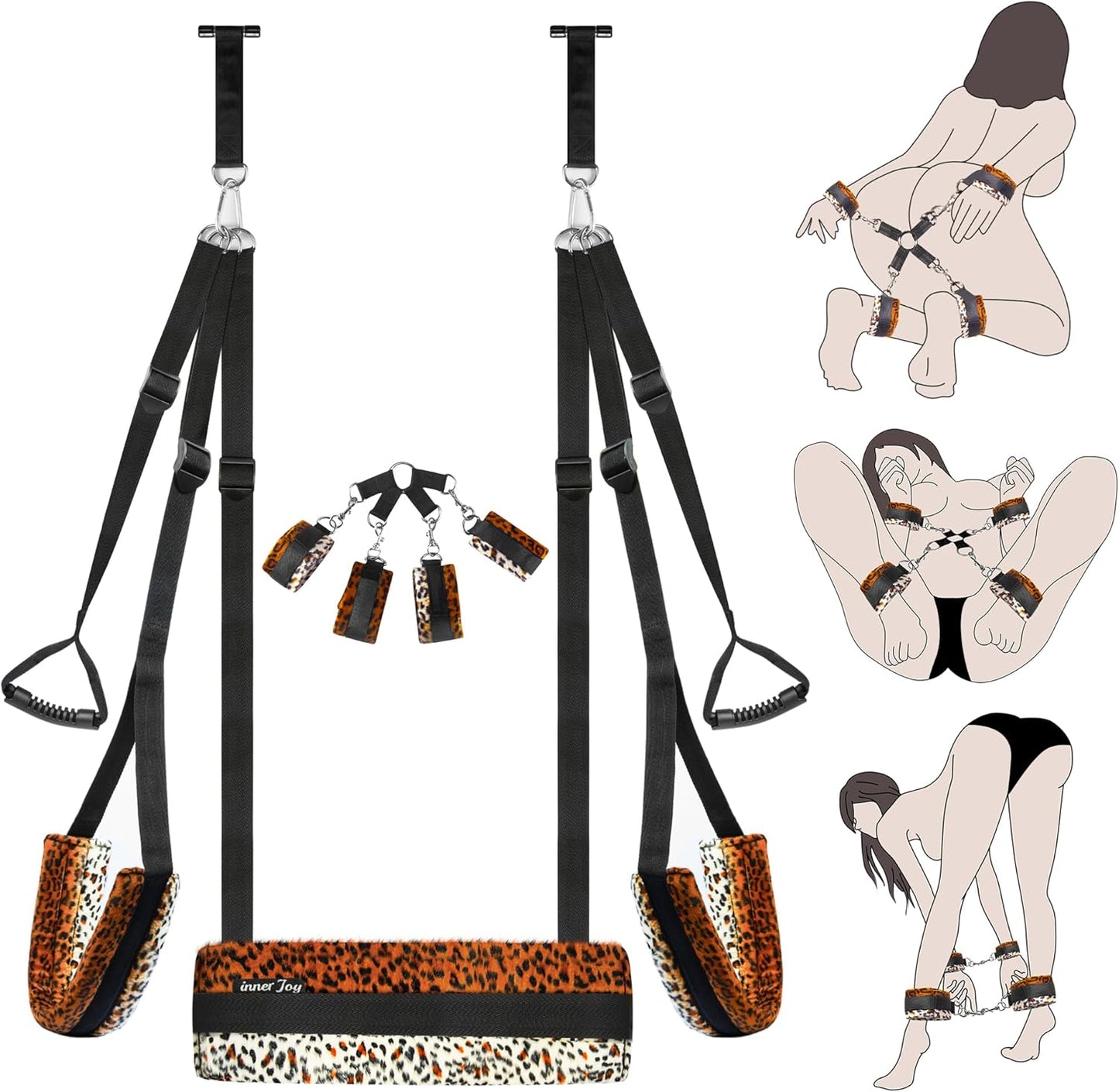 PlushElevate Leopard Print Adjustable Door Sex Swing - Vixen | Nova Network