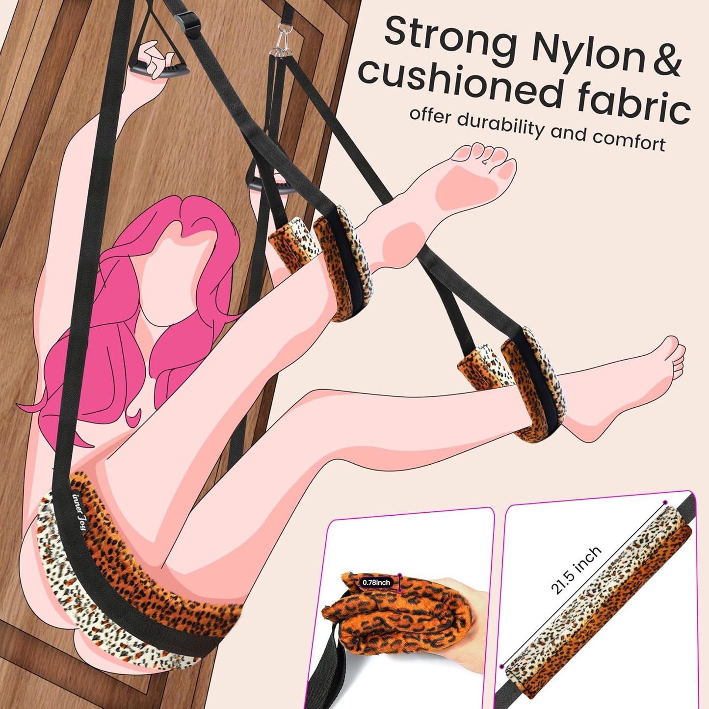 PlushElevate Leopard Print Adjustable Door Sex Swing - Vixen | Nova Network