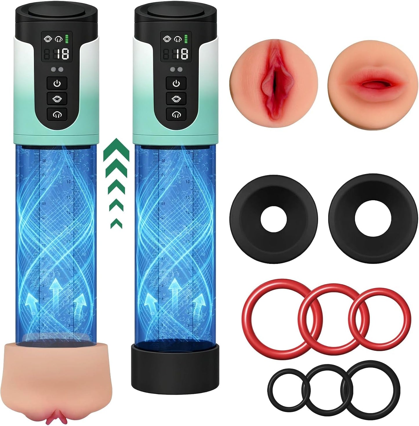 PressurePeak Electric Penis Pump | 4 Speeds, LED, Rings - Vixen Adult Playroom