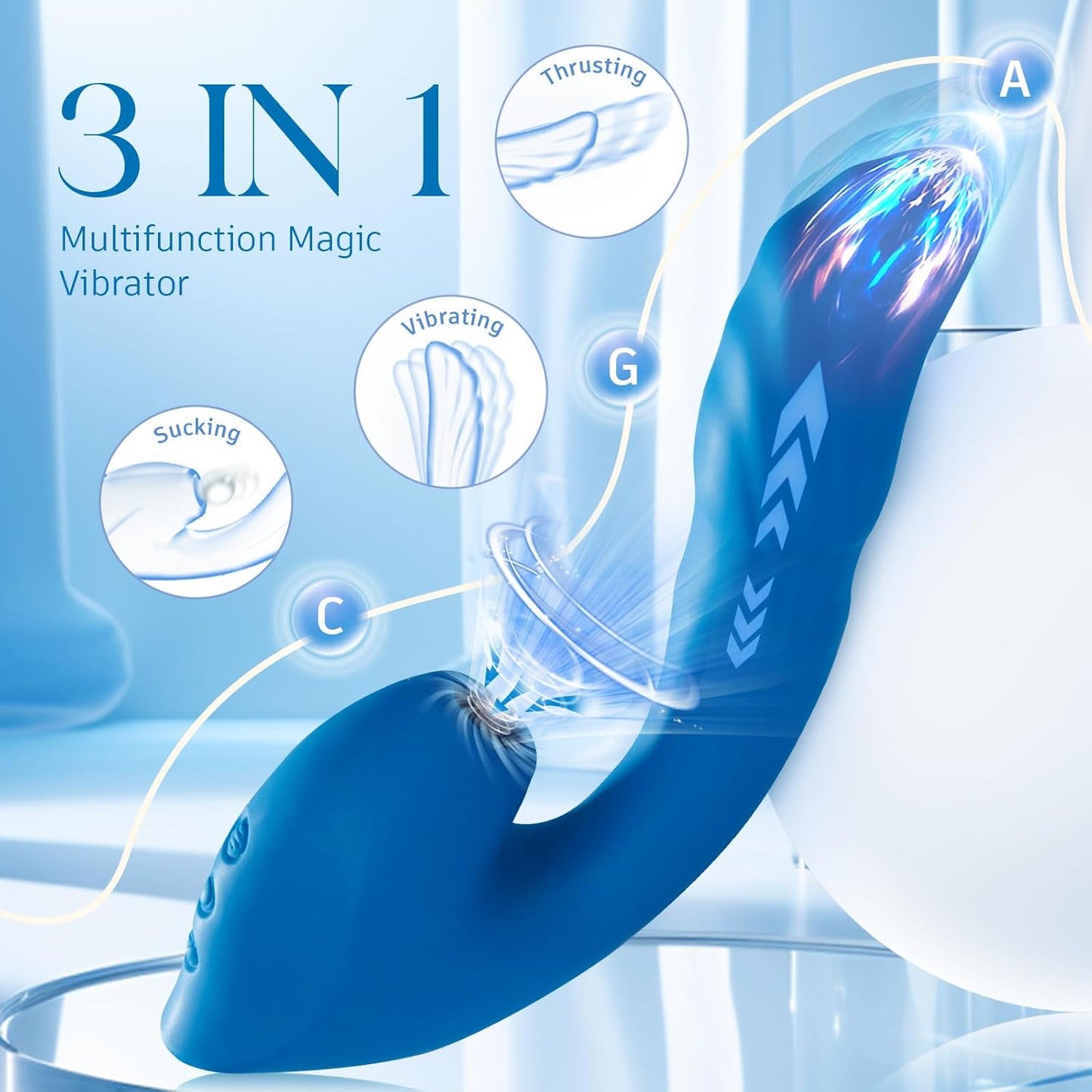 QueenPulse 3 - in - 1 Sucking & Thrusting Vibrator - Vixen | Nova Network