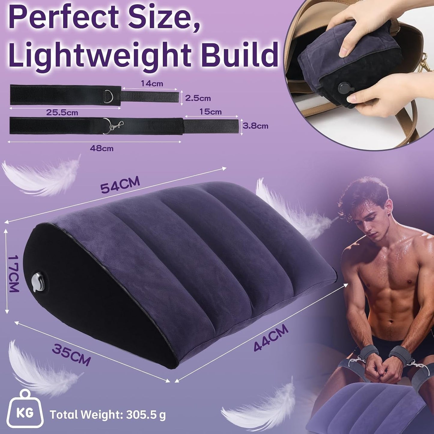 QuickTilt Inflatable Sex Cushion | Wrist & Thigh Cuffs - Vixen Adult Playroom