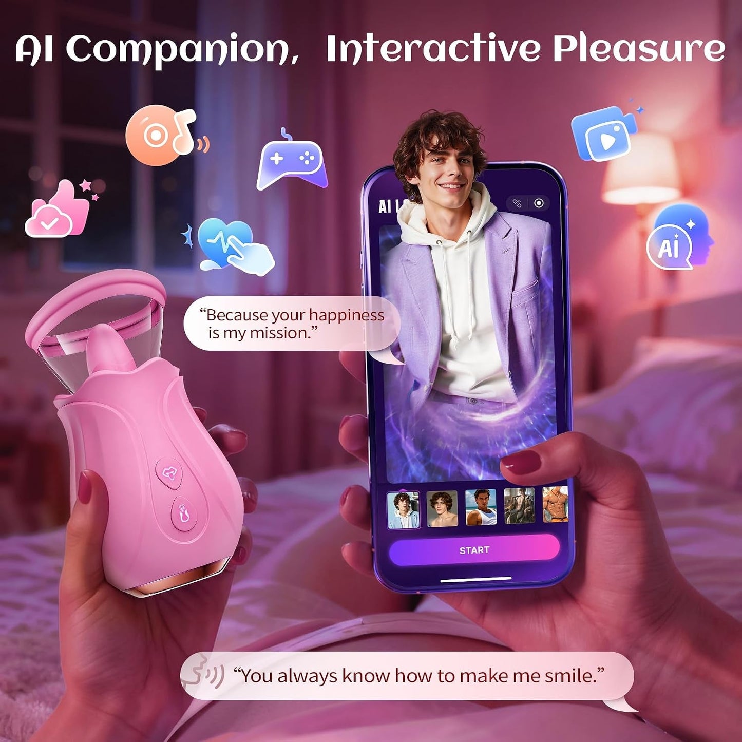 RevolveBloom Rose Sucker with 360° Rotating Tongue – App, 10+7 Modes - Vixen Adult Playroom