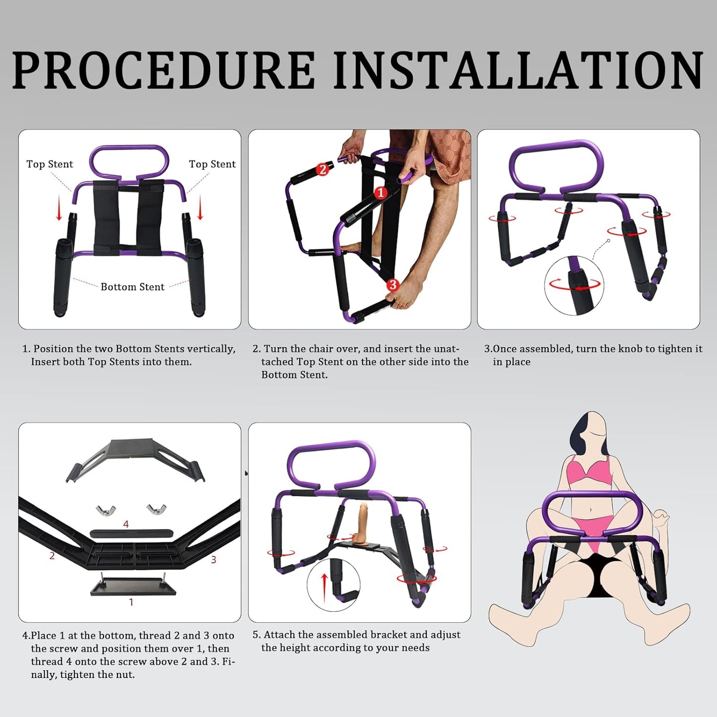 RhythmRide Adjustable Sex Chair with Bouncer Base & Handrail - Vixen | Nova Network