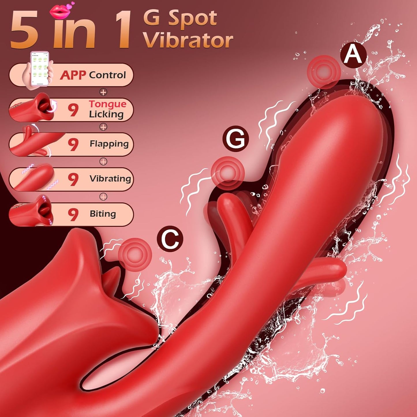 RogueBeauty 5 - in - 1 Licking, Vibrating & Flapping Stimulator - Vixen | Nova Network