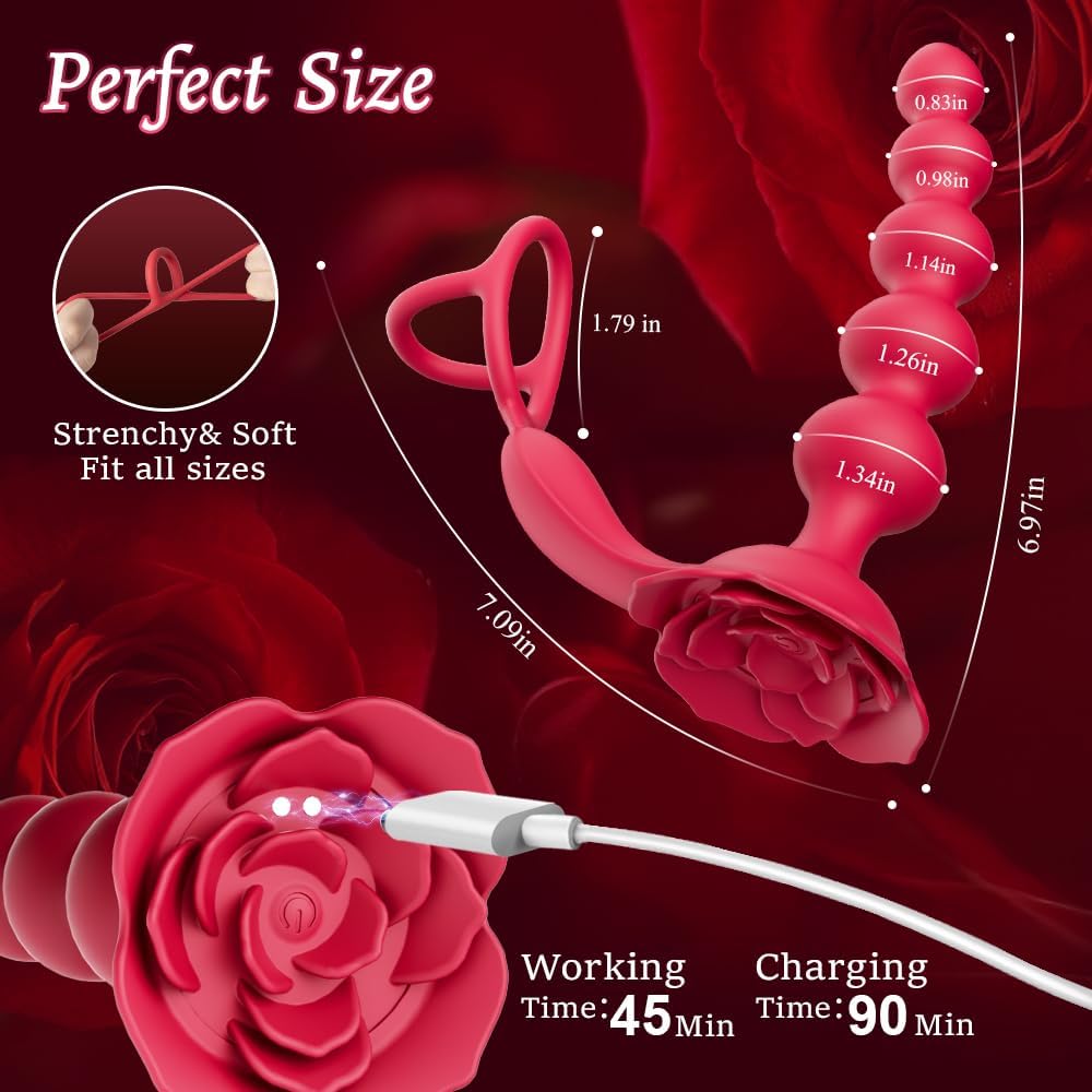 RoseLock 3 - in - 1 Anal Vibrator with Dual Ring & Remote - Vixen | Nova Network