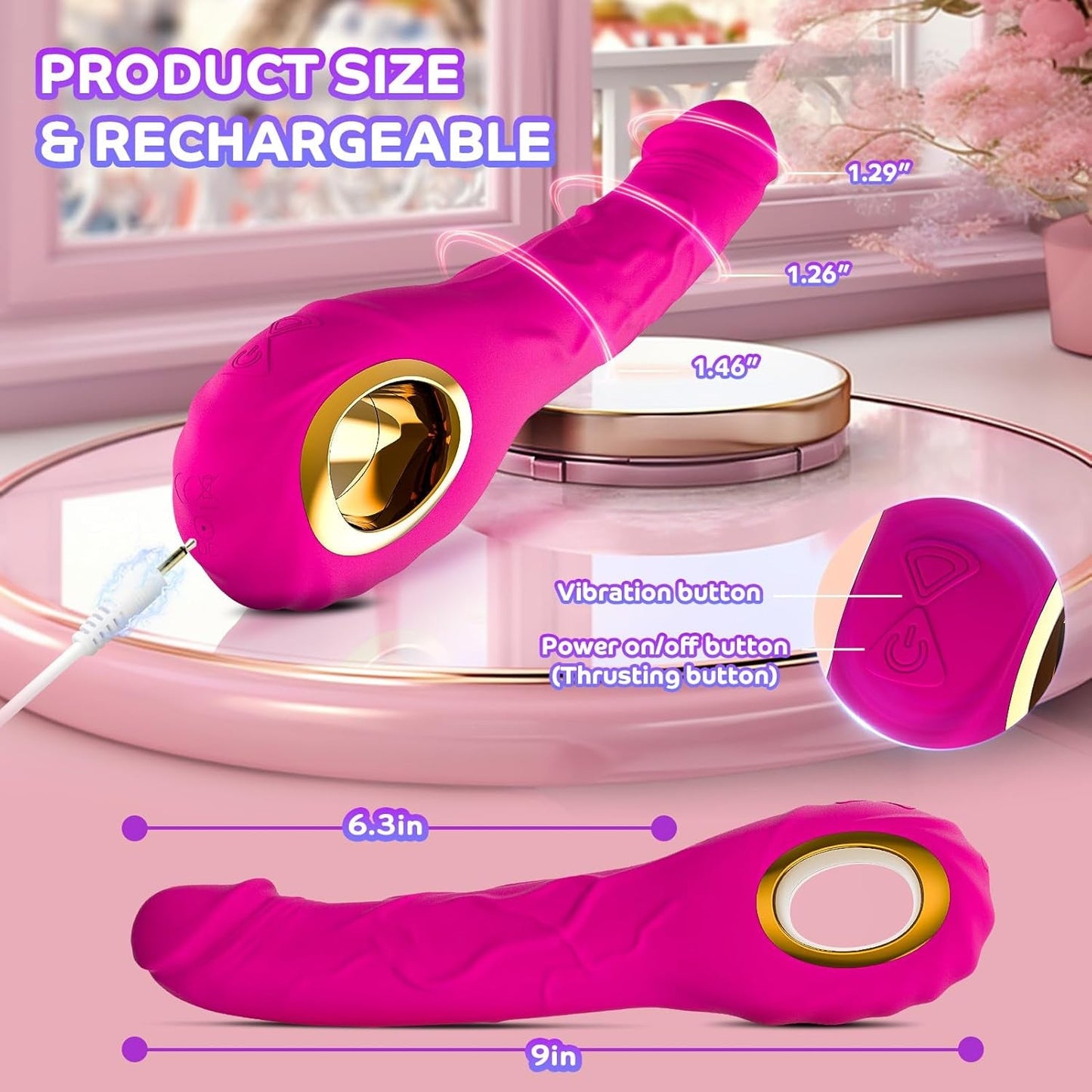 RoséMotion 9” Thrusting G - Spot Dildo Vibrator - Vixen | Nova Network