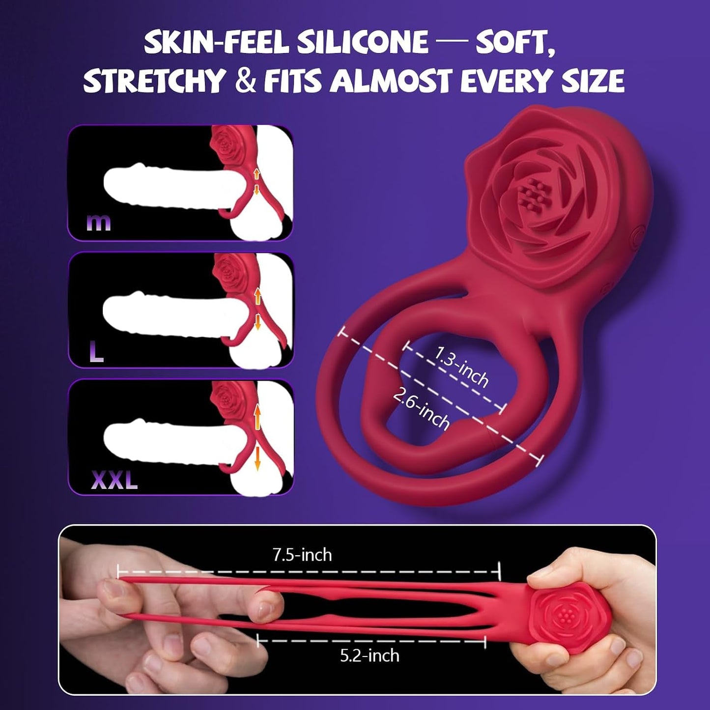 RoseReign App-Control Vibrating Cock Ring with Clit Stimulator - Vixen Adult Playroom
