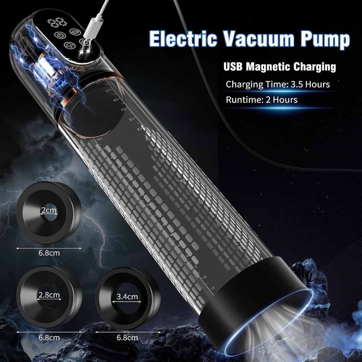 ShadowGrip Automatic Electric Penis Pump with LCD Display & 7 Modes - Vixen Adult Playroom