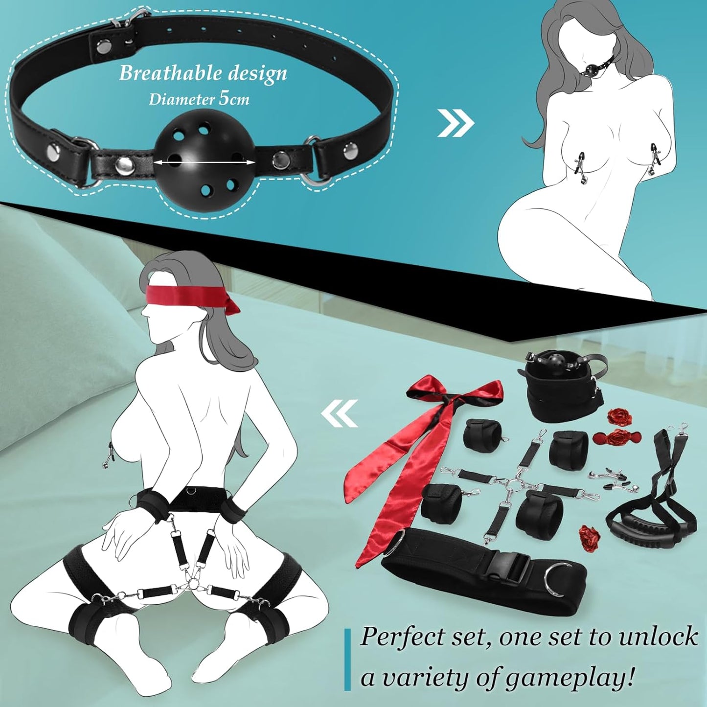 SinGrip 9 - Piece BDSM Restraints Set - Vixen | Nova Network
