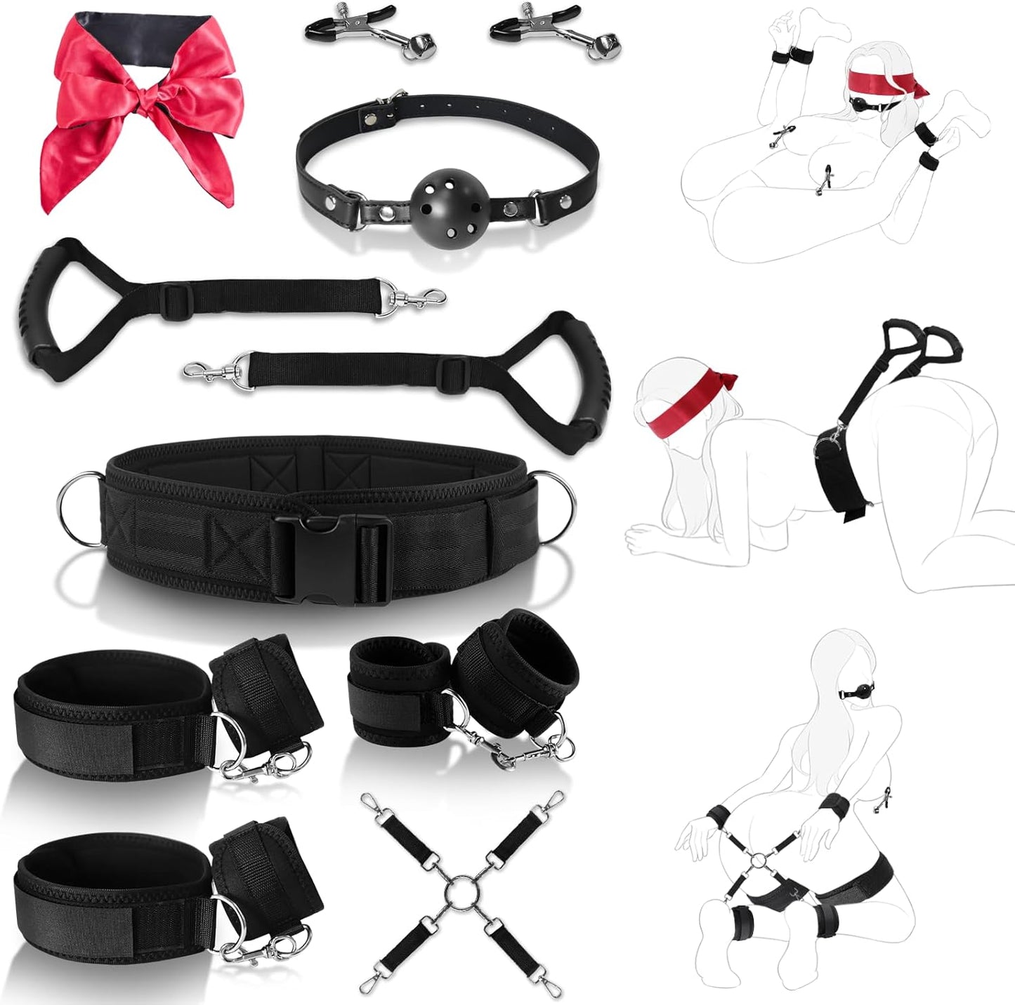 SinGrip 9 - Piece BDSM Restraints Set - Vixen | Nova Network
