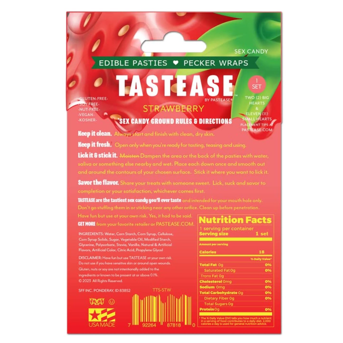 Tastease - Heart Shaped Edible Pasties in Strawberry Candy by Pastease - 13 Piece Set - Fun for A Special Occassion or Everyday - Dimensions 2" x 2" Coverage 1 Inches - Vixen | Nova Network