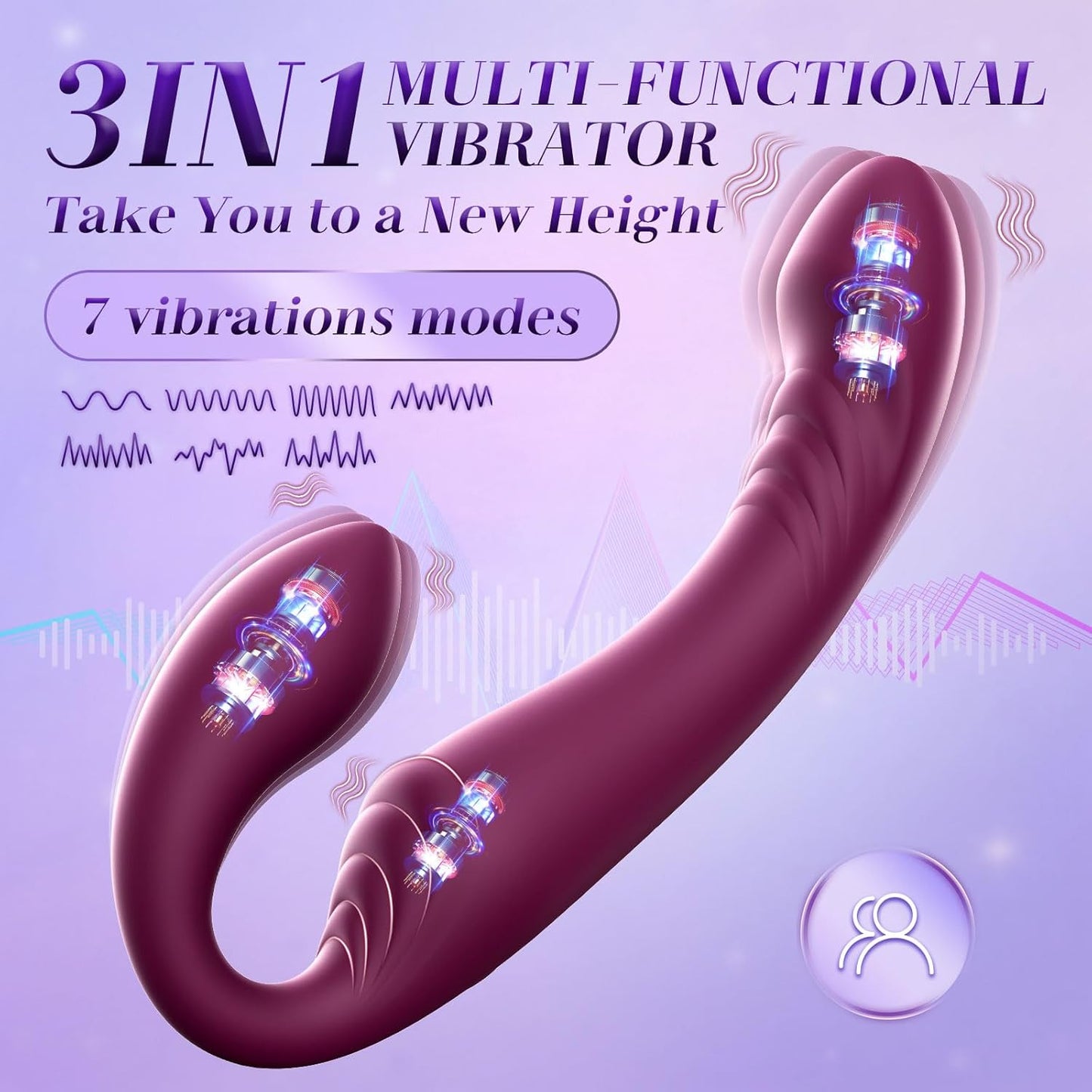 ThrioSync 3 - in - 1 Strapless Dual Ended Vibrator - Vixen | Nova Network