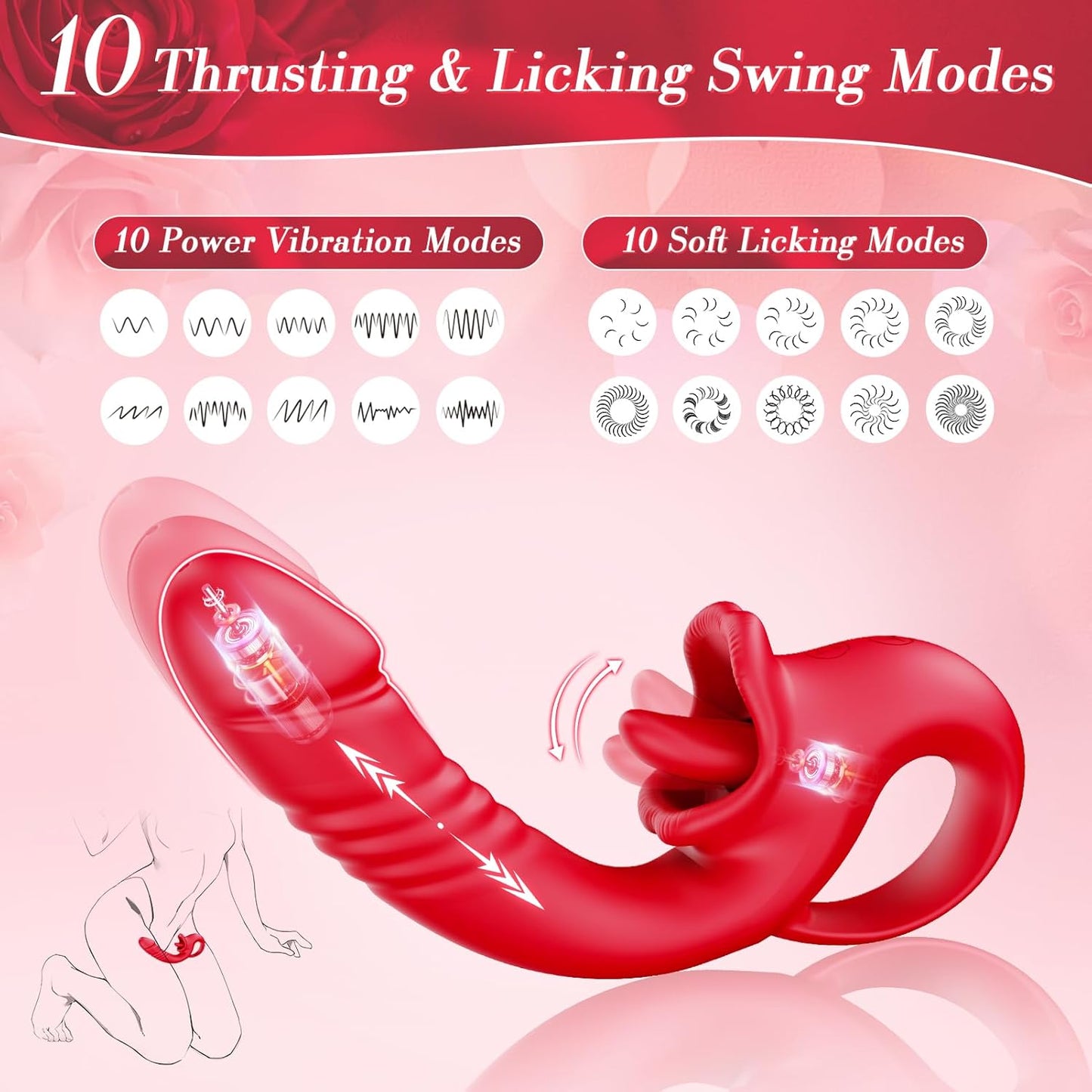 ThronyX Dual - Action Rose Thrusting & Licking Vibrator - Vixen | Nova Network
